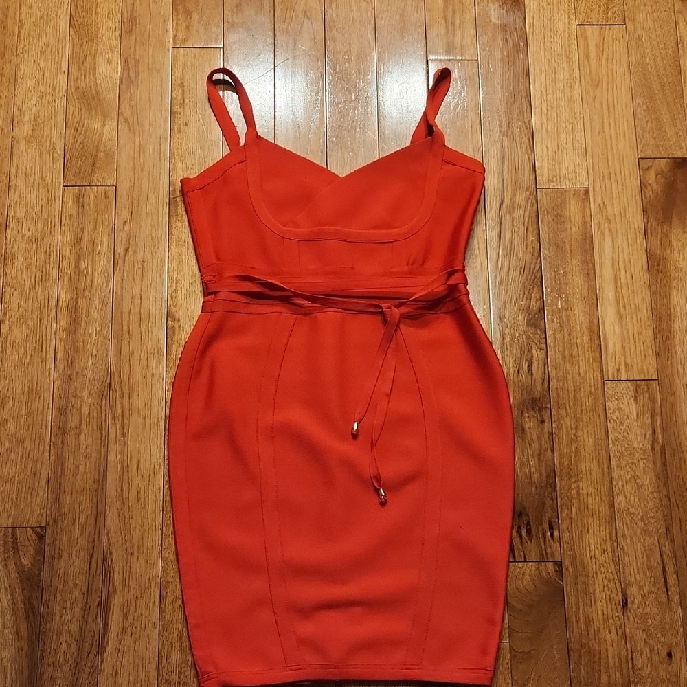 Source Unknown Striking Red Midi Dress - image 8